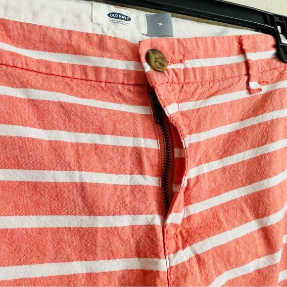 Old Navy Women's Striped Coral chine Shorts size 14 summer casual coastal beach - Picture 3 of 8